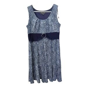 Perceptions Womens Petite Large Blue White Sleeveless Midi Dress Boho Y2K